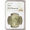 Image 1 : 1925 $1 Peace Silver Dollar Coin NGC MS63