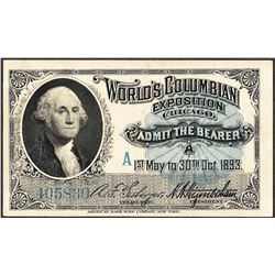 1893 Columbian Exposition Ticket Washington