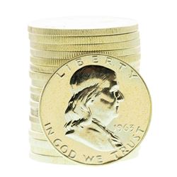 Roll of (20) Proof 1963 Franklin Half Dollar Coins