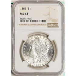 1885 $1 Morgan Silver Dollar Coin NGC MS63