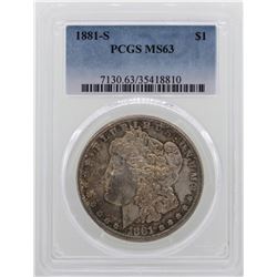1881-S $1 Morgan Silver Dollar Coin PCGS MS63 NICE TONING