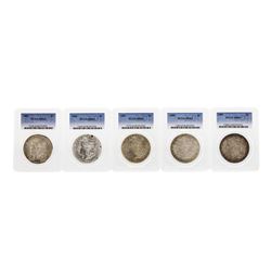 Set of (5) 1885-1889 $1 Morgan Silver Dollar Coins PCGS MS63