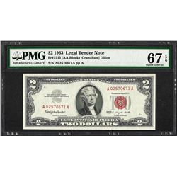 1963 $2 Legal Tender Note Fr.1513 PMG Superb Gem Unc 67EPQ