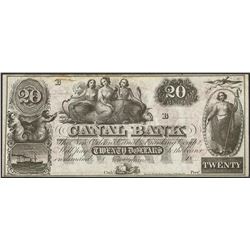 1800's $20 Canal Bank Obsolete Note