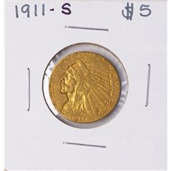 1911-S $5 Indian Head Half Eagle Gold Coin