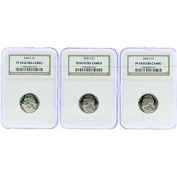 Lot of (3) 2000-S Jefferson Nickel Coins NGC PF69 Ultra Cameo