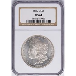 1880-S $1 Morgan Silver Dollar Coin NGC MS64