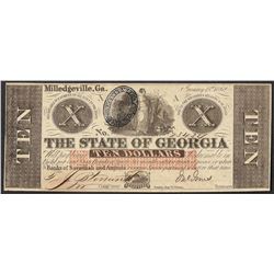 1862 $10 The State of Georgia Obsolete Note