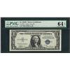 Image 1 : Fancy Serial Number 1935C $1 Silver Certificate Note PMG Choice Uncirculated 64E