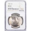Image 1 : 1922 $1 Peace Silver Dollar Coin NGC MS64