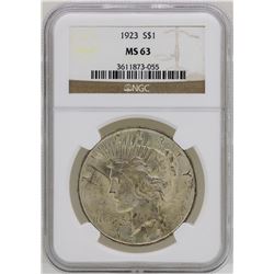 1923 $1 Peace Silver Dollar Coin NGC MS63
