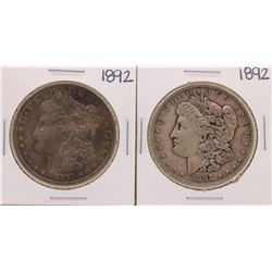 Lot of (2) 1892 $1 Morgan Silver Dollar Coins