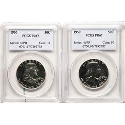 Lot of 1959-1960 Proof Franklin Half Dollar Coins PCGS PR67
