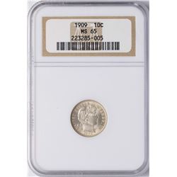 1909 Barber Dime Coin NGC MS65