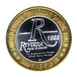 .999 Silver Riviera Hotel & Casino Las Vegas $10 Casino Limited Edition Gaming T