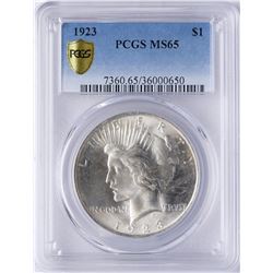 1923 $1 Peace Silver Dollar Coin PCGS MS65