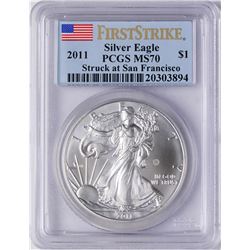 2011 $1 American Silver Eagle Coin PCGS MS70 First Strike
