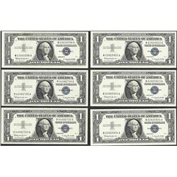Lot of (6) 1957B $1 Silver Certificate Notes
