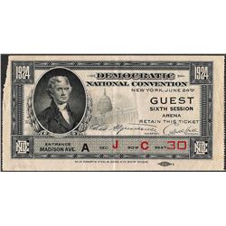 June 24, 1924 Democratic National Convention New York Ticket