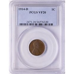 1914-D Lincoln Wheat Cent Coin PCGS VF20