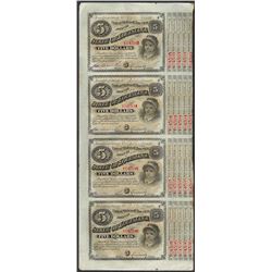 Uncut Sheet of (4) State of Louisiana Baby Bond Obsolete Notes