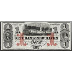 1865 $1 City Bank of New Haven Obsolete Note