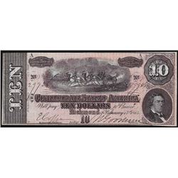 1864 $10 Confederate States of America Note