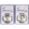 Image 1 : Lot of (2) 1923 $1 Peace Silver Dollar Coins NGC MS63