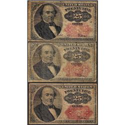 Lot of (3) 1874 Fifth Issue 25 Cent Fractional Currency Notes