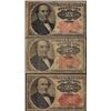 Image 1 : Lot of (3) 1874 Fifth Issue 25 Cent Fractional Currency Notes