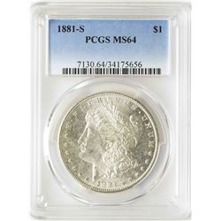 1881-S $1 Morgan Silver Dollar Coin PCGS MS64