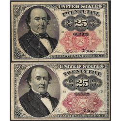 Lot of (2) 1874 Fifth Issue 25 Cent Fractional Currency Notes