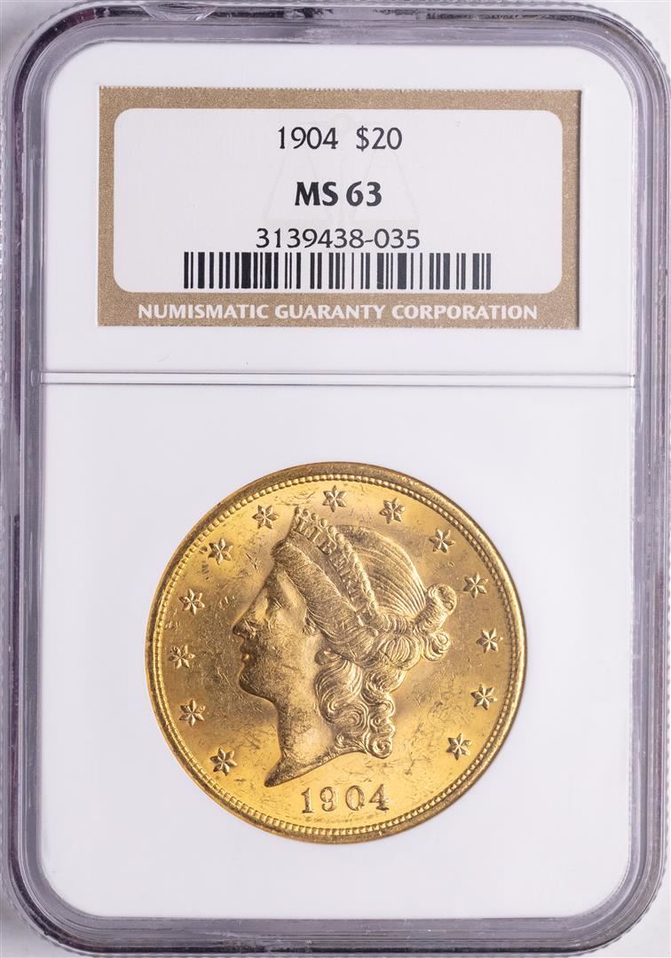 1904 20 Liberty Head Double Eagle Gold Coin NGC MS63 1904 20 Liberty Head Double Eagle Gold Coin NGC MS63