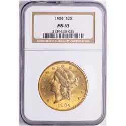 1904 $20 Liberty Head Double Eagle Gold Coin NGC MS63