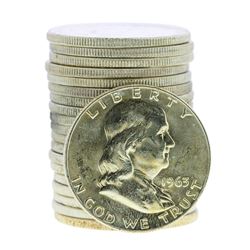 Roll of (20) Brilliant Uncirculated 1963-D Franklin Half Dollar Coins