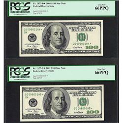 Lot of (2) Consecutive 2001 $100 Federal Reserve STAR Notes PCGS Gem New 66PPQ