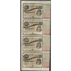 Uncut Sheet of (4) State of Louisiana Baby Bond Obsolete Notes