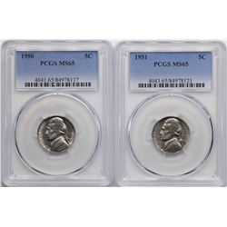 Lot of 1950-1951 Jefferson Nickel Coins PCGS MS65
