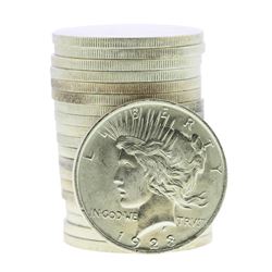 Roll of (20) Brilliant Uncirculated 1923 $1 Peace Silver Dollar Coins