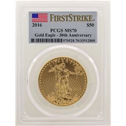 2016 $50 American Gold Eagle Coin PCGS MS70 First Strike