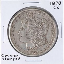 1878-CC $1 Morgan Silver Dollar Coin w/ Counter Stamp