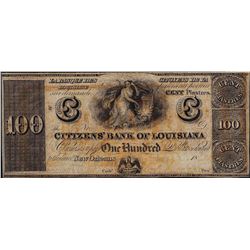 1800's $100 Citizens Bank of Louisiana Obsolete Note