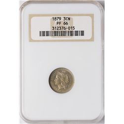 1879 Proof Three Cent Nickel Coin NGC PF66 Old Holder
