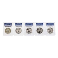 Lot of (5) 1923 $1 Peace Silver Dollar Coins PCGS MS64