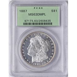1887 $1 Morgan Silver Dollar Coin PCGS MS63DMPL