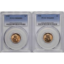 Lot of 1944-1945 Lincoln Wheat Cent Coins PCGS MS66RD