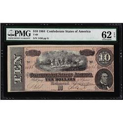 1864 $10 Confederate States of America Note T-68 PMG Uncirculated 62EPQ