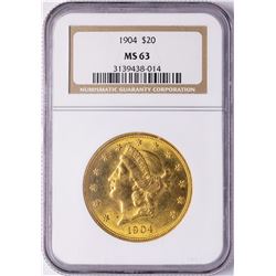 1904 $20 Liberty Head Double Eagle Gold Coin NGC MS63