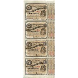 Uncut Sheet of (4) State of Louisiana Baby Bond Obsolete Notes