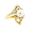 Image 1 : 14KT Yellow Gold 0.40 ctw Diamond and Pearl Ring
